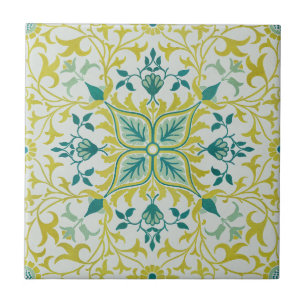 William Morris Seamless Ceiling Lime Green Pattern Tile