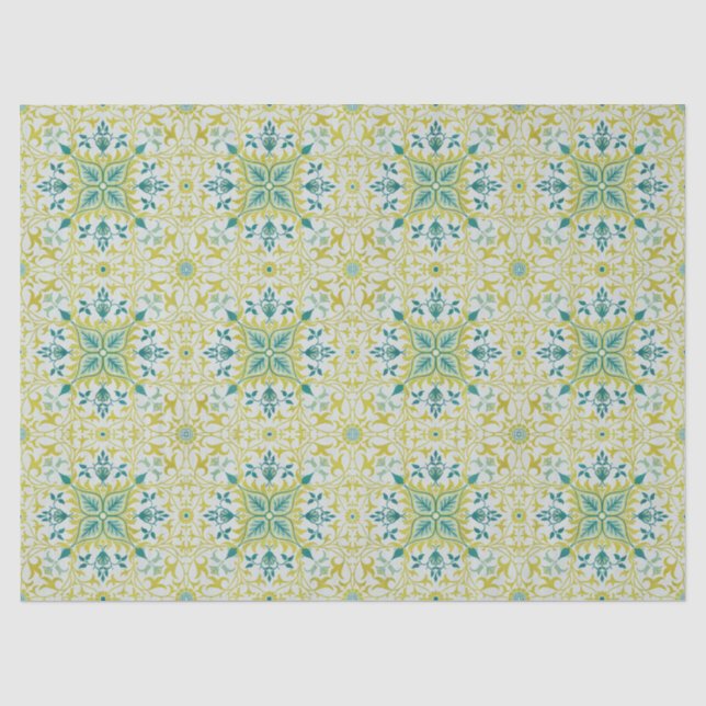 William Morris Seamless Ceiling Lime Green Pattern Tissue Paper (Front)