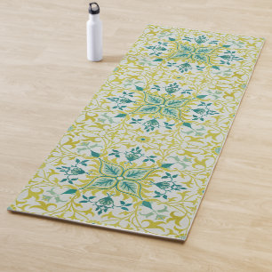 William Morris Seamless Ceiling Lime Green Pattern Yoga Mat