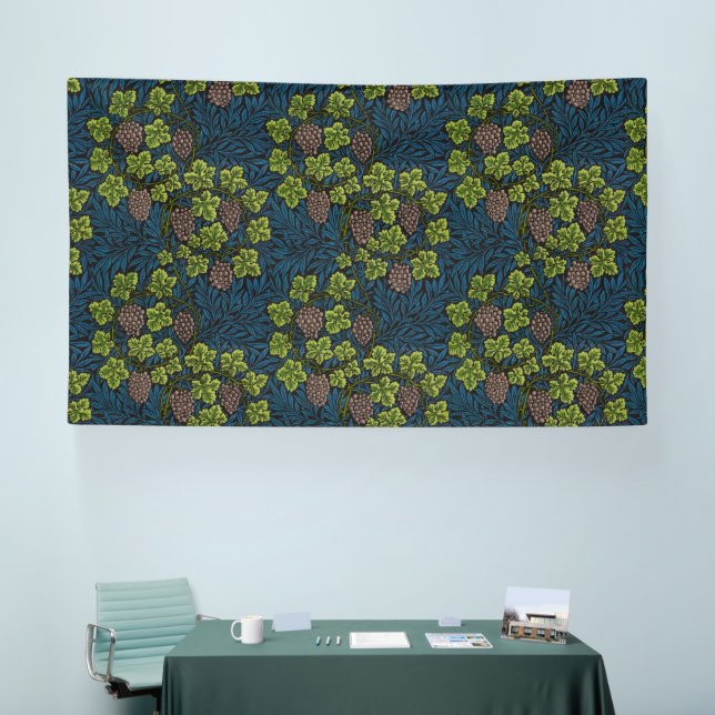 William Morris Seamless Grape Vine Black Pattern Banner (Tradeshow)