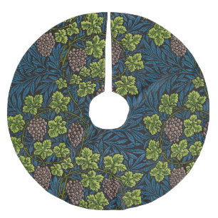 William Morris Seamless Grape Vine Black Pattern Brushed Polyester Tree Skirt
