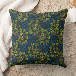 William Morris Seamless Grape Vine Black Pattern Cushion