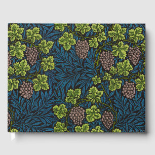 William Morris Seamless Grape Vine Black Pattern Guest Book