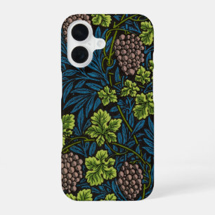 William Morris Seamless Grape Vine Black Pattern iPhone 16 Case