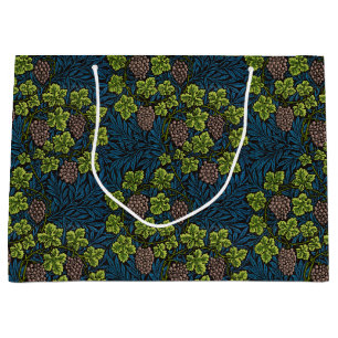 William Morris Seamless Grape Vine Black Pattern Large Gift Bag
