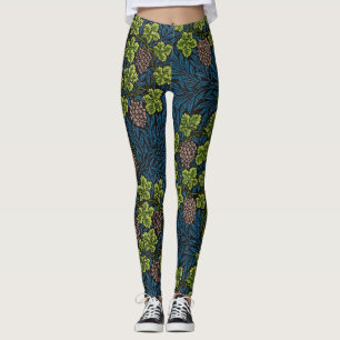 William Morris Seamless Grape Vine Black Pattern Leggings