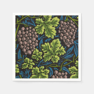 William Morris Seamless Grape Vine Black Pattern Napkin