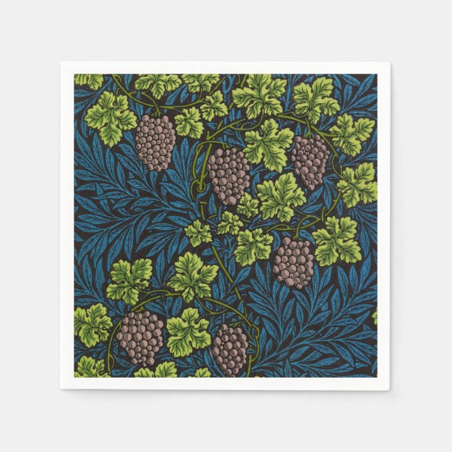 William Morris Seamless Grape Vine Black Pattern Napkin (Front)