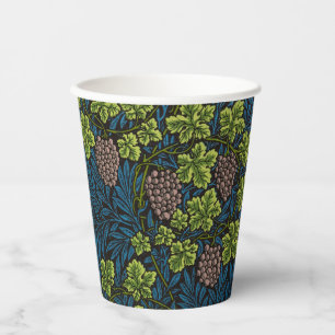 William Morris Seamless Grape Vine Black Pattern Paper Cups