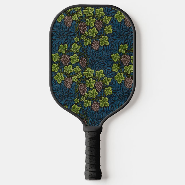 William Morris Seamless Grape Vine Black Pattern Pickleball Paddle (Front)