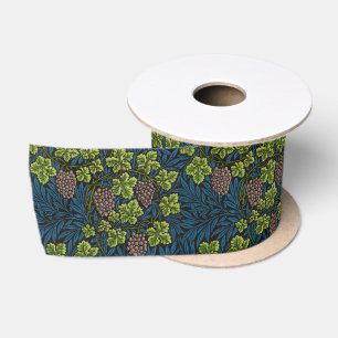 William Morris Seamless Grape Vine Black Pattern Satin Ribbon