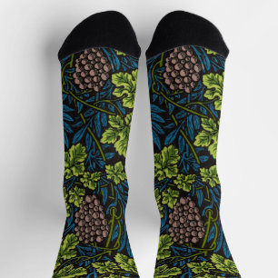 William Morris Seamless Grape Vine Black Pattern Socks