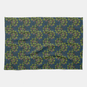 William Morris Seamless Grape Vine Black Pattern Tea Towel
