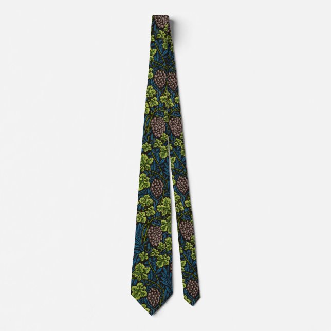 William Morris Seamless Grape Vine Black Pattern Tie (Front)
