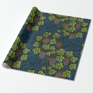 William Morris Seamless Grape Vine Black Pattern Wrapping Paper