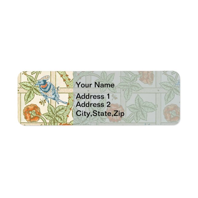 William Morris Seamless Trellis Bird Rose Pattern (Front)