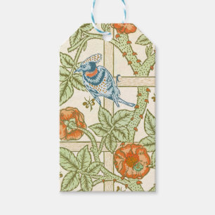 William Morris Seamless Trellis Bird Rose Pattern Gift Tags