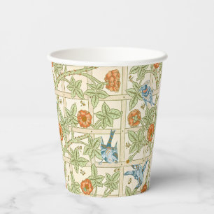 William Morris Seamless Trellis Bird Rose Pattern Paper Cups