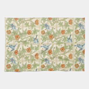 William Morris Seamless Trellis Bird Rose Pattern Tea Towel