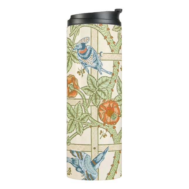 William Morris Seamless Trellis Bird Rose Pattern Thermal Tumbler (Rotated Left)