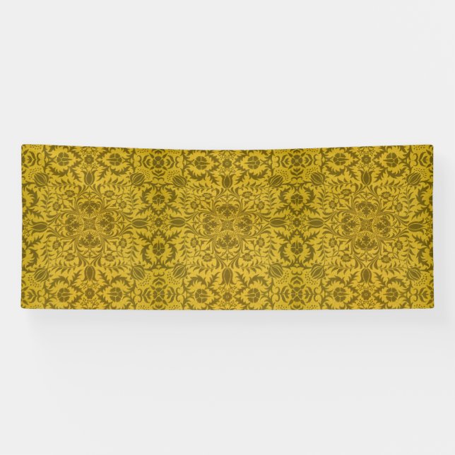 William Morris Seamless Vine Gold Yellow Pattern Banner (Horizontal)