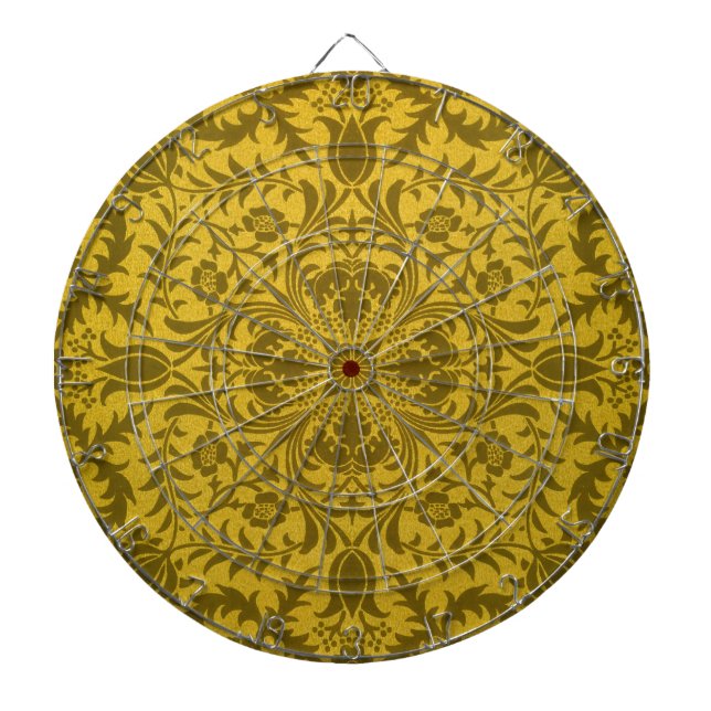 William Morris Seamless Vine Gold Yellow Pattern Dartboard (Front)