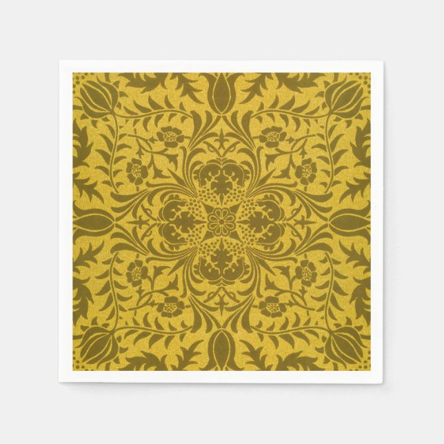 William Morris Seamless Vine Gold Yellow Pattern Napkin (Front)
