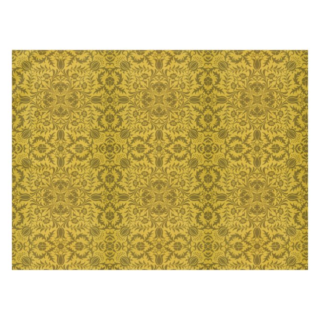 William Morris Seamless Vine Gold Yellow Pattern Tablecloth (Front (Horizontal))