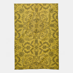 William Morris Seamless Vine Gold Yellow Pattern Tea Towel
