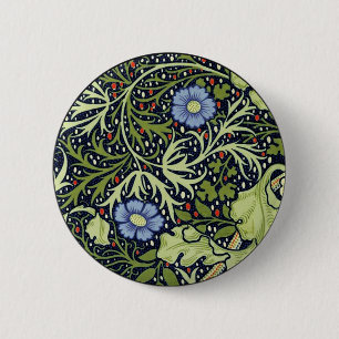 William Morris Seaweed Antique Flower 6 Cm Round Badge