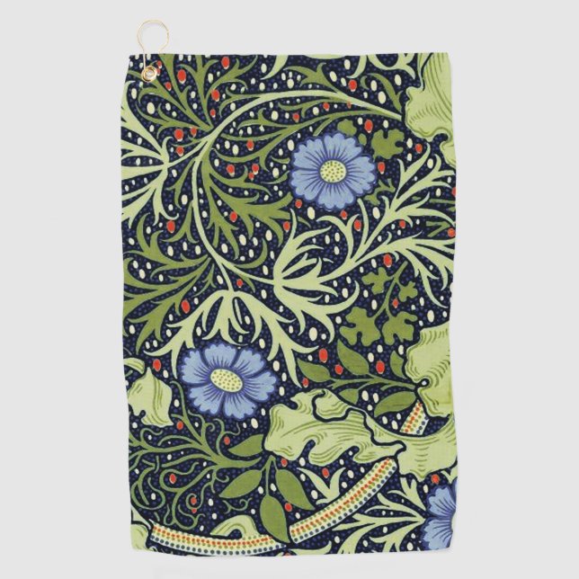 William Morris Seaweed Antique Flower Golf Towel (Front)