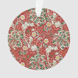 William Morris Seaweed Antique Flower Red Green Ornament