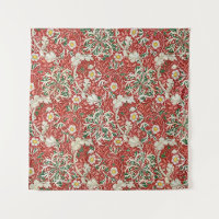 William Morris Seaweed Antique Flower Red Green