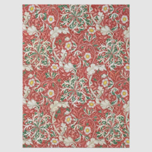 William Morris Seaweed Antique Flower Red Green Tissue Paper