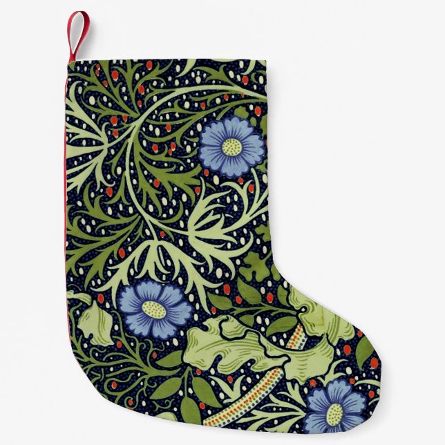 William Morris Seaweed Antique Flower Small Christmas Stocking (Front)