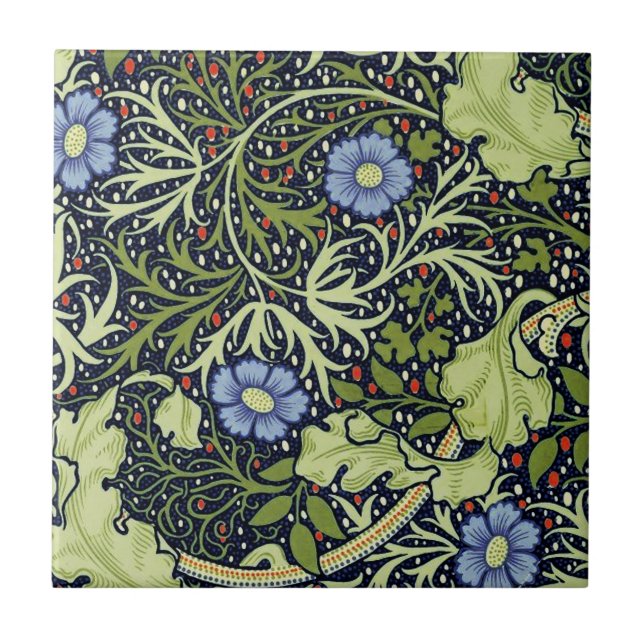 William Morris Seaweed Antique Flower Tile (Front)