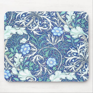 William Morris Seaweed Blue Pattern Mouse Pad