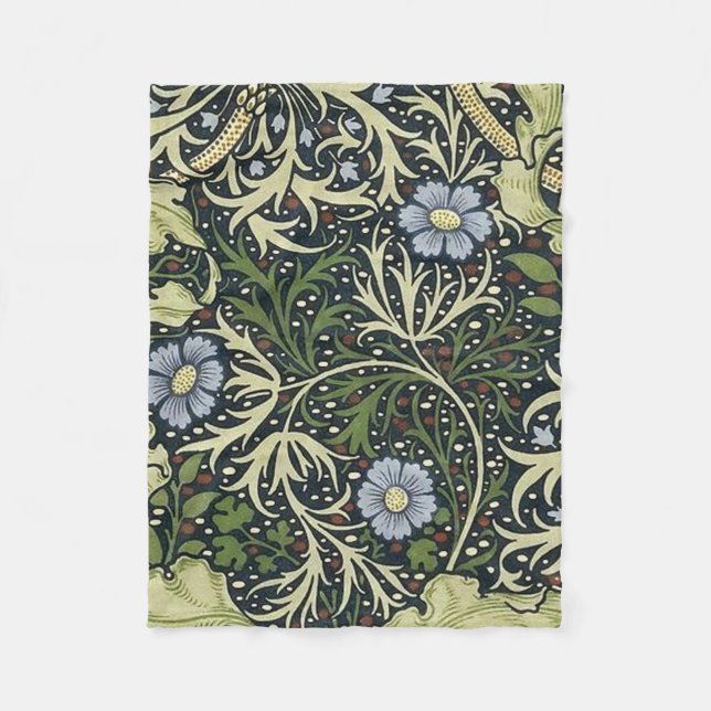 William Morris Seaweed Pattern Fleece Blanket (Front)