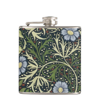 William Morris Seaweed Pattern Floral Vintage Art Hip Flask