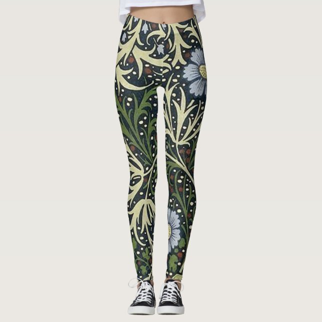William Morris Seaweed Pattern Leggings (Front)
