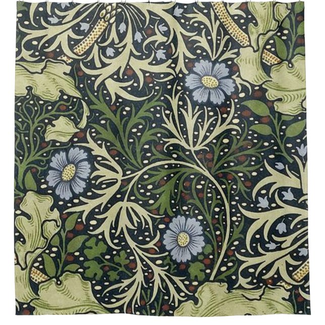 William Morris Seaweed Pattern Shower Curtain (Front)