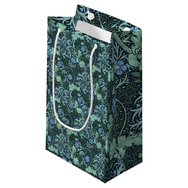 William Morris Seaweed Pattern    Small Gift Bag (Front Angled)