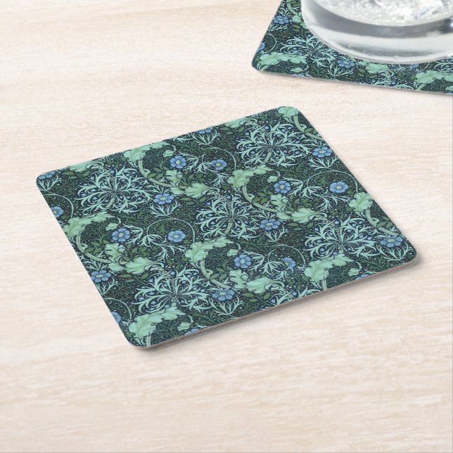 William Morris Seaweed Pattern          Square Paper Coaster (Angled)