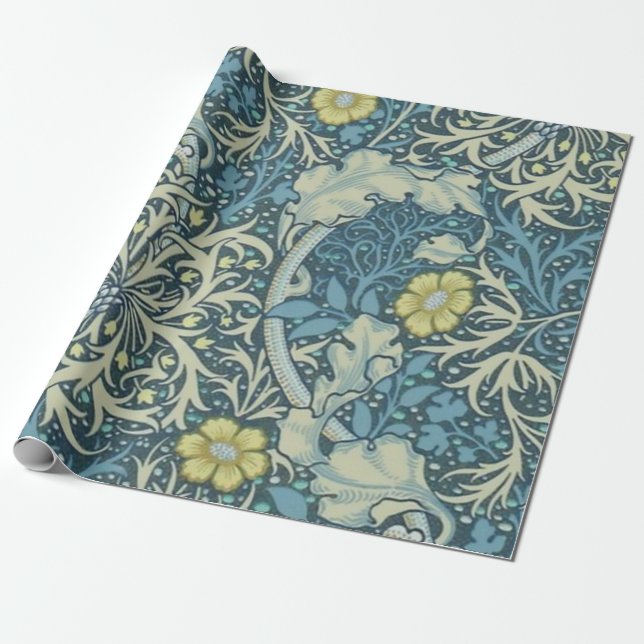 William Morris Seaweed Pattern Wrapping Paper (Unrolled)