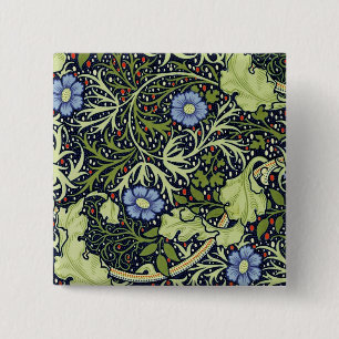 William Morris Seaweed Wallpaper Pattern 15 Cm Square Badge