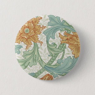 William Morris Single Stem Floral Pattern 6 Cm Round Badge