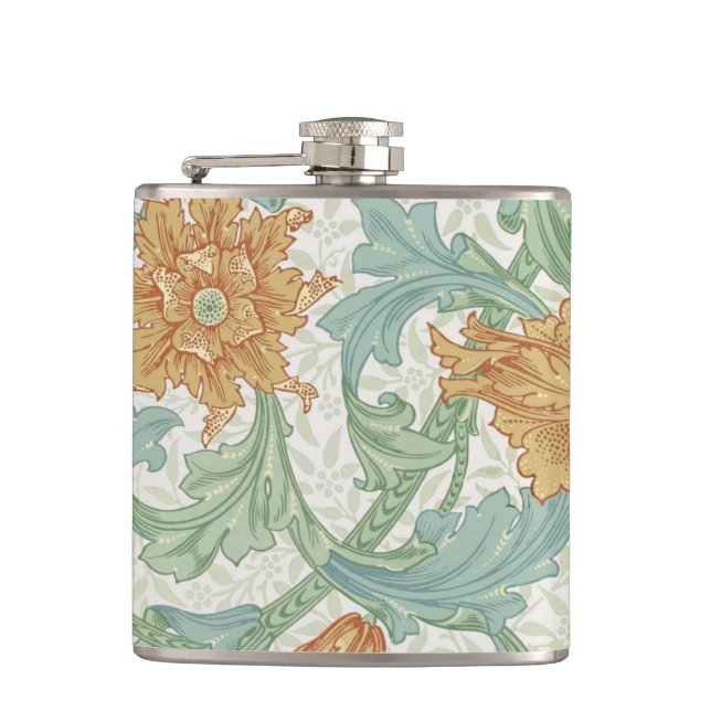 William Morris Single Stem Floral Pattern Hip Flask (Front)