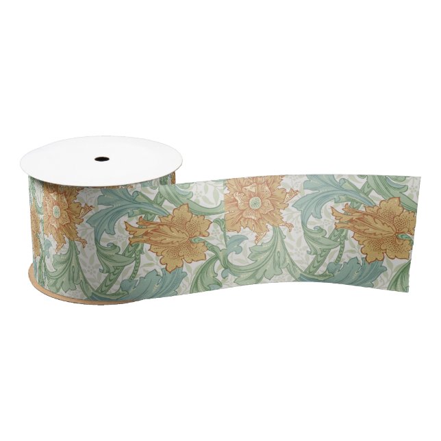 William Morris Single Stem Floral Pattern Satin Ribbon (Spool)