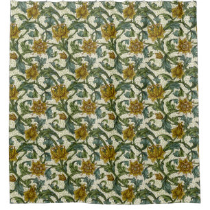 William Morris Single Stem Floral Pattern Shower Curtain