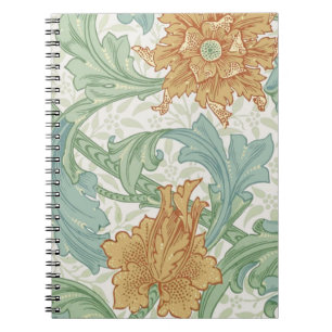 William Morris Single Stem Floral Pattern Spiral Notebook